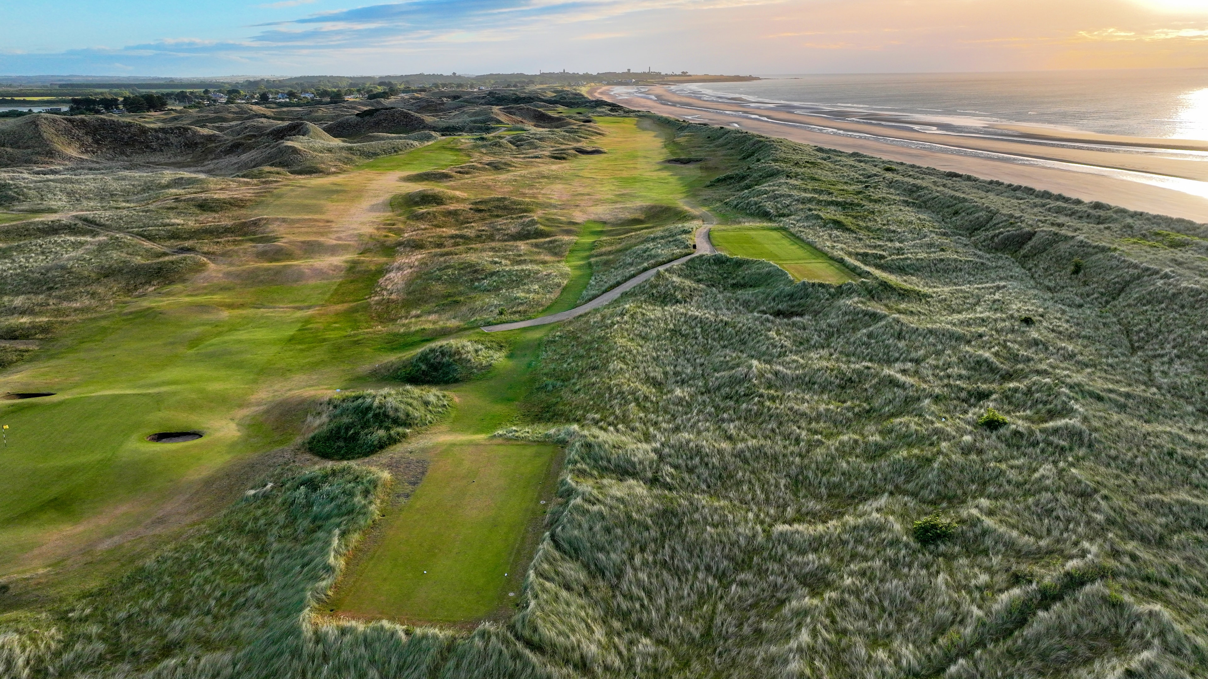 The Island Golf Club links course with the Irish Sea beyond